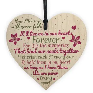 Red Ocean Wooden Heart Keepsake Memorial Plaques For Mum Dad Nan Grandad FRIEND Gifts