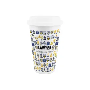 Lawyer Ceramic Travel Mug - Novelty Solicitor & Barrister Gifts/Presents - Double-Walled Insulated Drinks Flask Cup