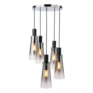 Litecraft Visconte Atrani Black Ombre 5 Light Cascading Pendant