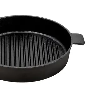 27cm Dia Black Frying Pans Round Cast Iron Grill Pan