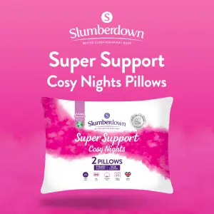 Slumberdown Cosy Nights Super Support Pillows 2 Pack Firm Support Side Sleeper Pillows for Neck and Shoulder Pain Relief 48x74cm