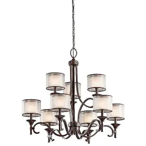 Luminosa Lacey 9 Light Multi Arm Chandelier Bronze Finish, E14