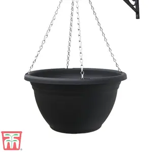 Garden Gear Outdoor Wall Hanging Baskets with Chains, 35cm Garden Flower Plant Pots, Black Easy Fill Planters Outdoor Garden (x1)