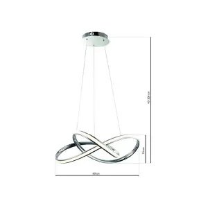 Milagro Cappio Chrome LED Pendant Lamp 36W(130W) Stunning Designer Hanging Ceiling Light With Elegant Chrome Curves