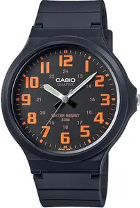 Casio MW-240-4BVEF Men's Black & Orange Dial Black Resin Watch