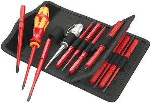 Wera 05003484001 Kraftform VDE Kompakt Slimline Screwdriver Blade Set, 16 Piece WER003484