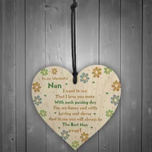 Handmade Gift For Nan Wooden Heart Nan Birthday Gift Grandparent Gift Keepsake