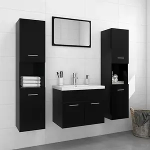 Berkfield Bathroom Furniture Set Black Engineered Wood