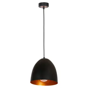 Milagro Vegas Hand Made Designer Pendant Light Matt Black And Copper / Rose Gold