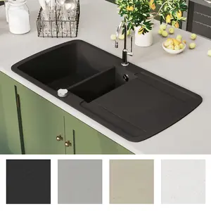 Berkfield Granite Kitchen Sink Double Basin Black