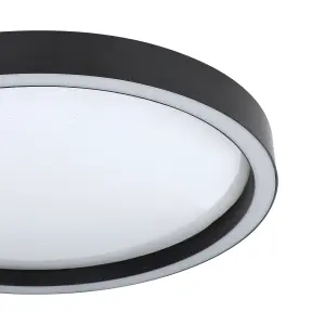 EGLO Montemorelos-Z Black Aluminium Modern Smart Control, Colour Changing Ceiling Light, (D) 42cm