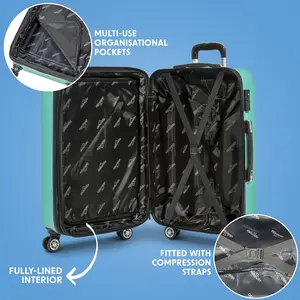 Sealey Dellonda Set 3-Piece Lightweight ABS Luggage Set with Integrated TSA Approved Combination Lock - Teal - DL126 DL126