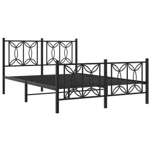 Berkfield Metal Bed Frame without Mattress with Footboard Black 140x200cm