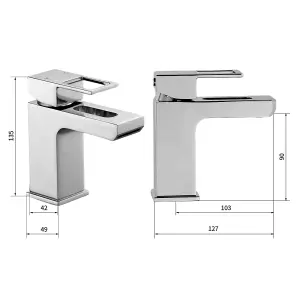 BATHWEST Bathroom Brass Chrome Basin Sink Mixer Taps Waterfall Single Modern Lever Faucet