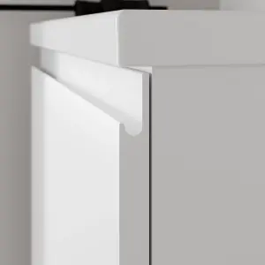 GoodHome Levanna Matt White Double Freestanding Bathroom Cabinet (H) 850mm (W) 600mm