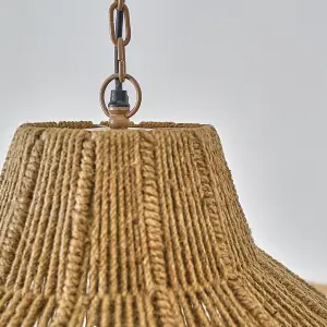 ValueLights Tatami Natural Brown Scandi Style Woven Rope Ceiling Pendant Light Fitting - Including Bulb