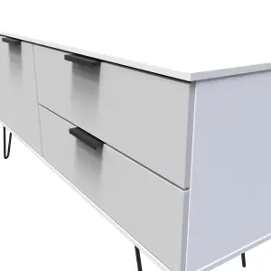 Fuji 2 Drawer 2 Door Wide Sideboard in Grey Matt & White (Ready Assembled)