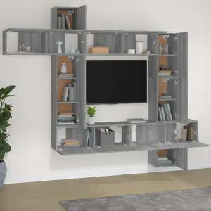 Berkfield 9 Piece TV Cabinet Set Grey Sonoma Engineered Wood