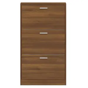 Berkfield Shoe Cabinet Brown Oak 59x17x108 cm Engineered Wood