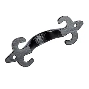 Hammer & Tongs - Antique Fleur De Lis Door Handle - H105mm - Black