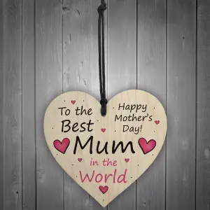 Mothers Day Gift Wooden Heart Mum Plaque Gift For Mum Mummy From Daughter Son