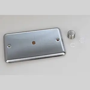 Varilight Matrix 1-Gang Double Plate Unpopulated Dimmer Kit. Classic Matt Chrome Finish (Brushed Steel Effect) Finish