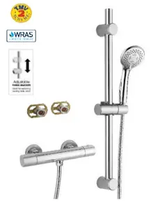 Aquarius RainLux Easy-Fit Round Thermostatic Bar Shower Valve and Kit Chrome