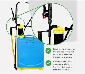 MantraRaj 16 Litre Manual Bottle Knapsack Sprayer Backpack Pressure Garden Weed Killer Sprayer With Lance Adjustable Spray Nozzles