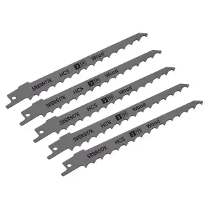 Sealey 150mm 3TPI Wood Reciprocating Saw Blade Pruning Coarse Pack of 5 SRBR617K