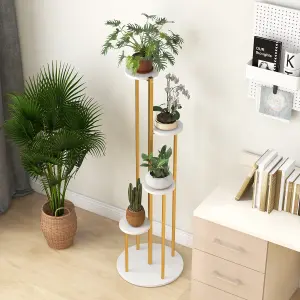 COSTWAY Indoor Metal Plant Stand 125 cm Tall Corner Plant Shelf Display Shelf