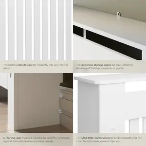 Radiator Cover Vila - with shelf, louvre design, optimal air circulation - white