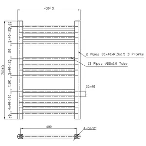 Rinse 700x450mm Chrome Bathroom Heated Towel Rail Radiator Straight Ladder Style Towel Warmer