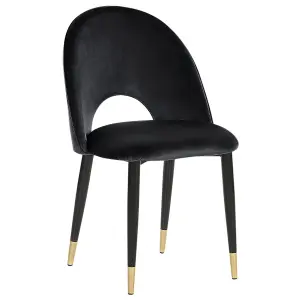 Set of 2 Dining Chairs MAGALIA Velvet Black