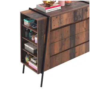 Abbey Rustic Chest of Drawers 4 Drawer Bedroom Living Room Storage Industrial