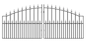 SAXA Spear Top Arched Metal Driveway Gate 3048mm GAP x 1245mm High SAZP19