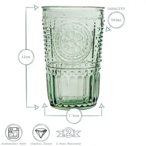 Romantic Highball Glasses - 475ml Green / 340ml / 12