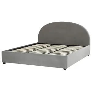 Velvet EU Super King Size Ottoman Bed Grey VAUCLUSE