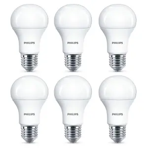 6x Philips LED Frosted E27 75w Warm White Edison Screw Light Bulbs Lamp 1055Lm