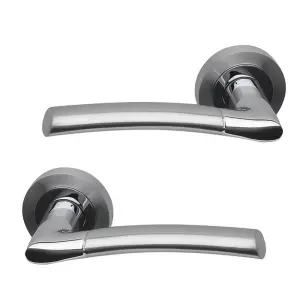 Intelligent Hardware - Internal Door Handle - Pair - Lever on Round Rose - Falcon - Satin Chrome