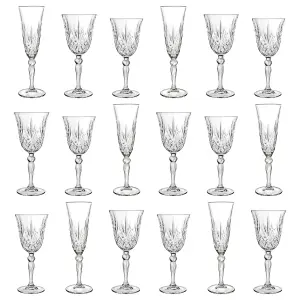 RCR Crystal Melodia Red & White Wine Glasses & Champagne Flutes Set - 18pc