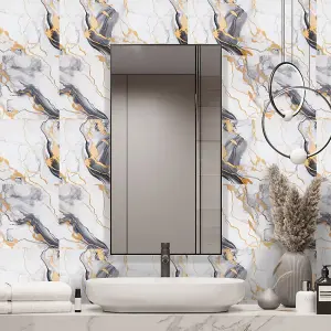 10 Pcs/Pack Marble Finish Wall Panels - Peel and Stick Waterproof Stickers for Living Rooms & Bathrooms