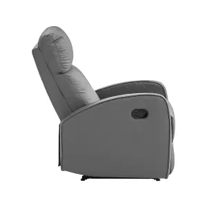 Manual Reclining Armchair in Grey Leather - Parma