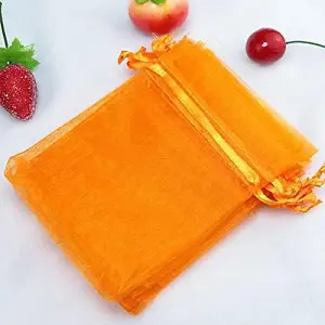 50pcs Orange Luxury Organza Jewellery Pouches Xmas Christmas Wedding Anniversary Favours Gifts Bag 7 x 9 cm