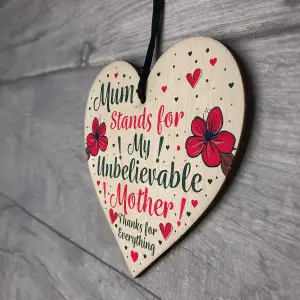 Red Ocean Mum Mother Gifts From A Daughter Or A Son Wooden Heart Sign Gift For Mothers Day Mum Birthday Gifts