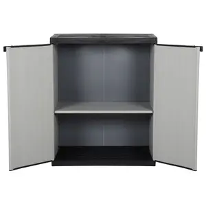 Berkfield Garden Storage Cabinet with 1 Shelf Grey and Black 68x40x85 cm