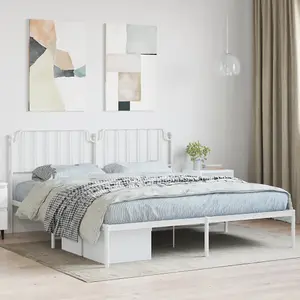 Berkfield Metal Bed Frame without Mattress with Headboard White 180x200cm