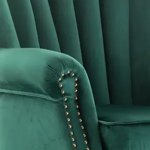 Velvet Emerald Green Jemma Accent Wingback Chair