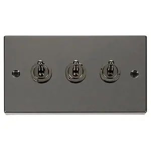 Black Nickel 3 Gang 2 Way 10AX Toggle Light Switch - SE Home