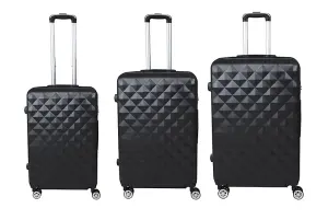 3-Piece Diamond Luggage Set - Black