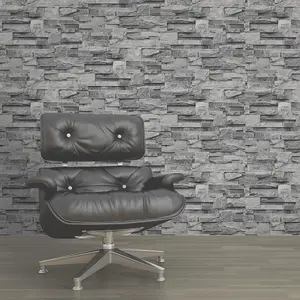 Muriva Realistic Slate Cladding Natural Black Wallpaper J27409